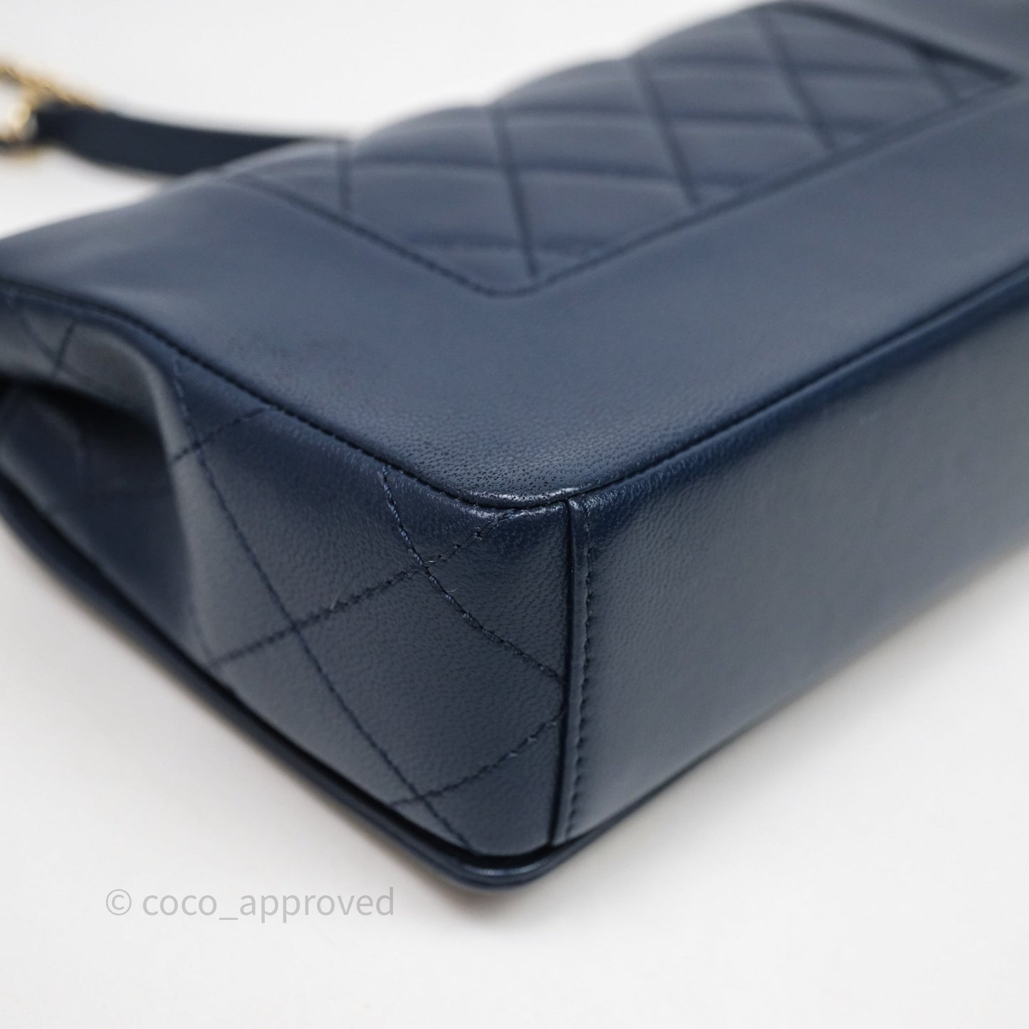 Chanel Mademoiselle Vintage Flap Bag Navy Sheepskin Gold Hardware