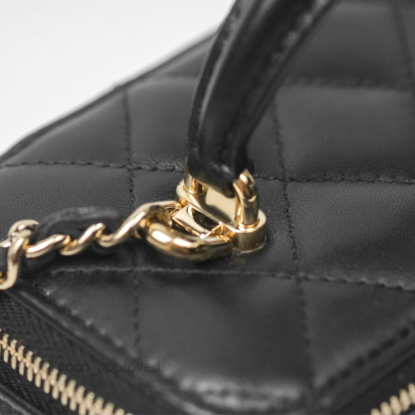 Chanel Vanity Rectangular Top Handle Black Lambskin Gold Hardware