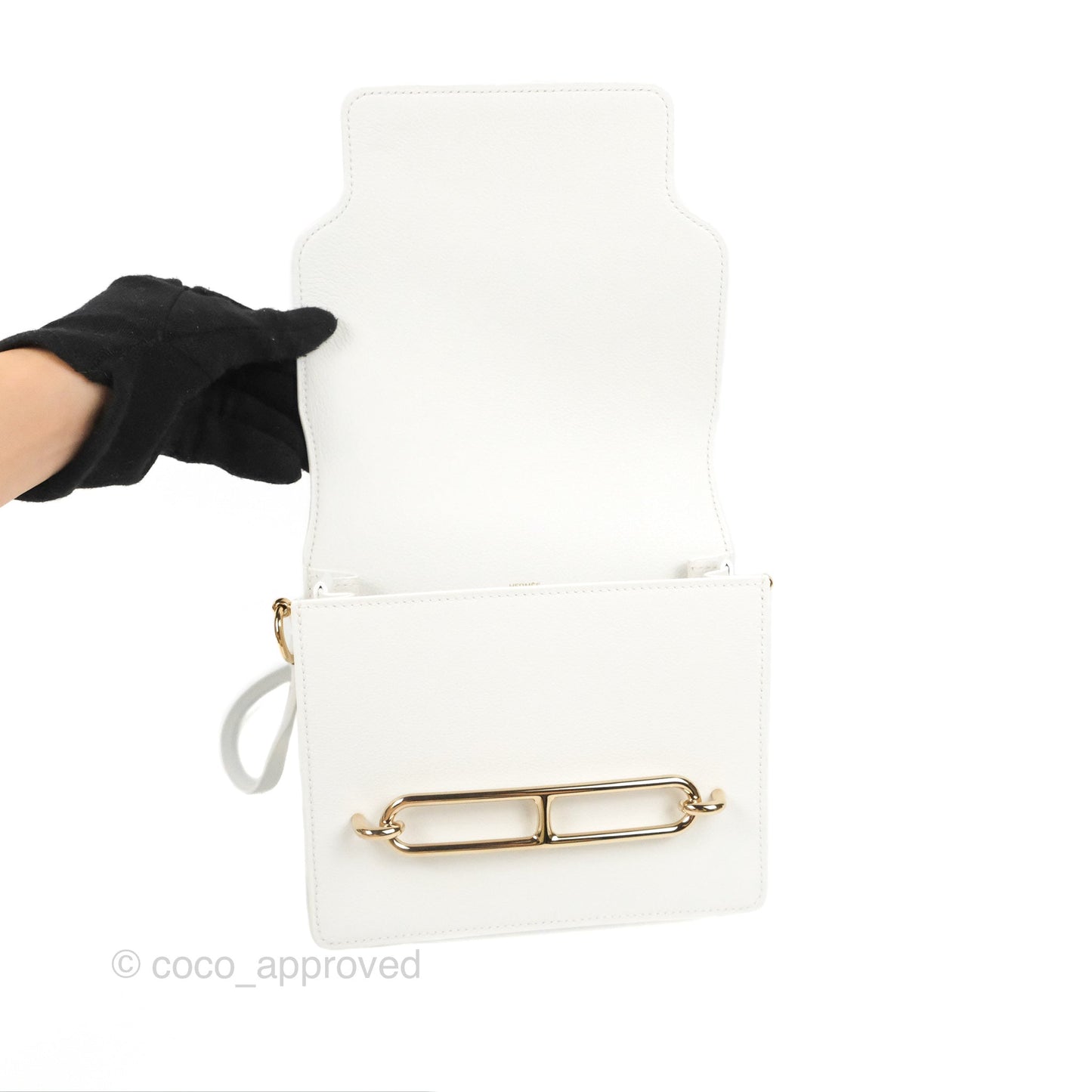 Hermès Roulis Mini 18 New White Evercolor Permabrass Hardware