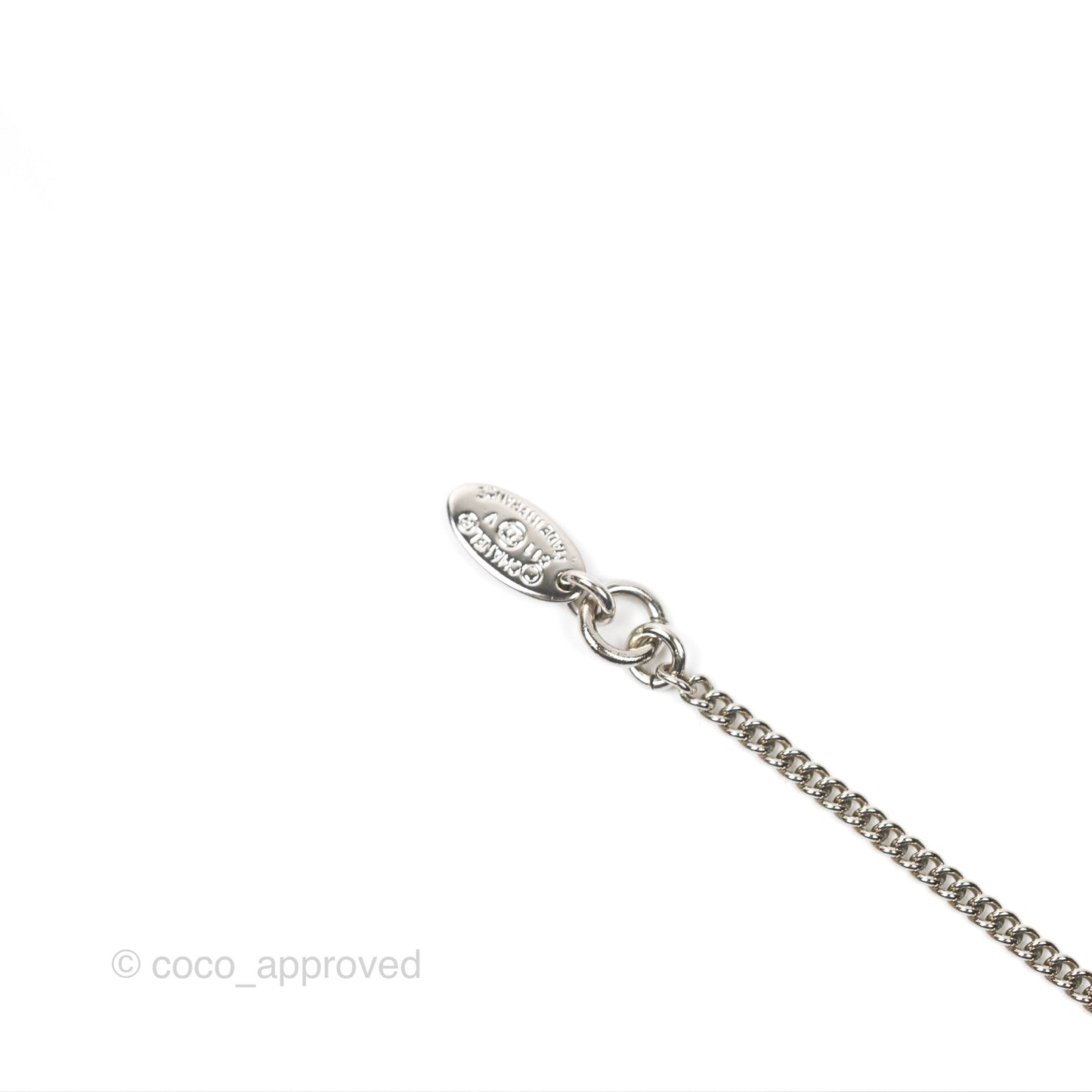 Chanel CC Crystal Necklace Silver Tone 11V