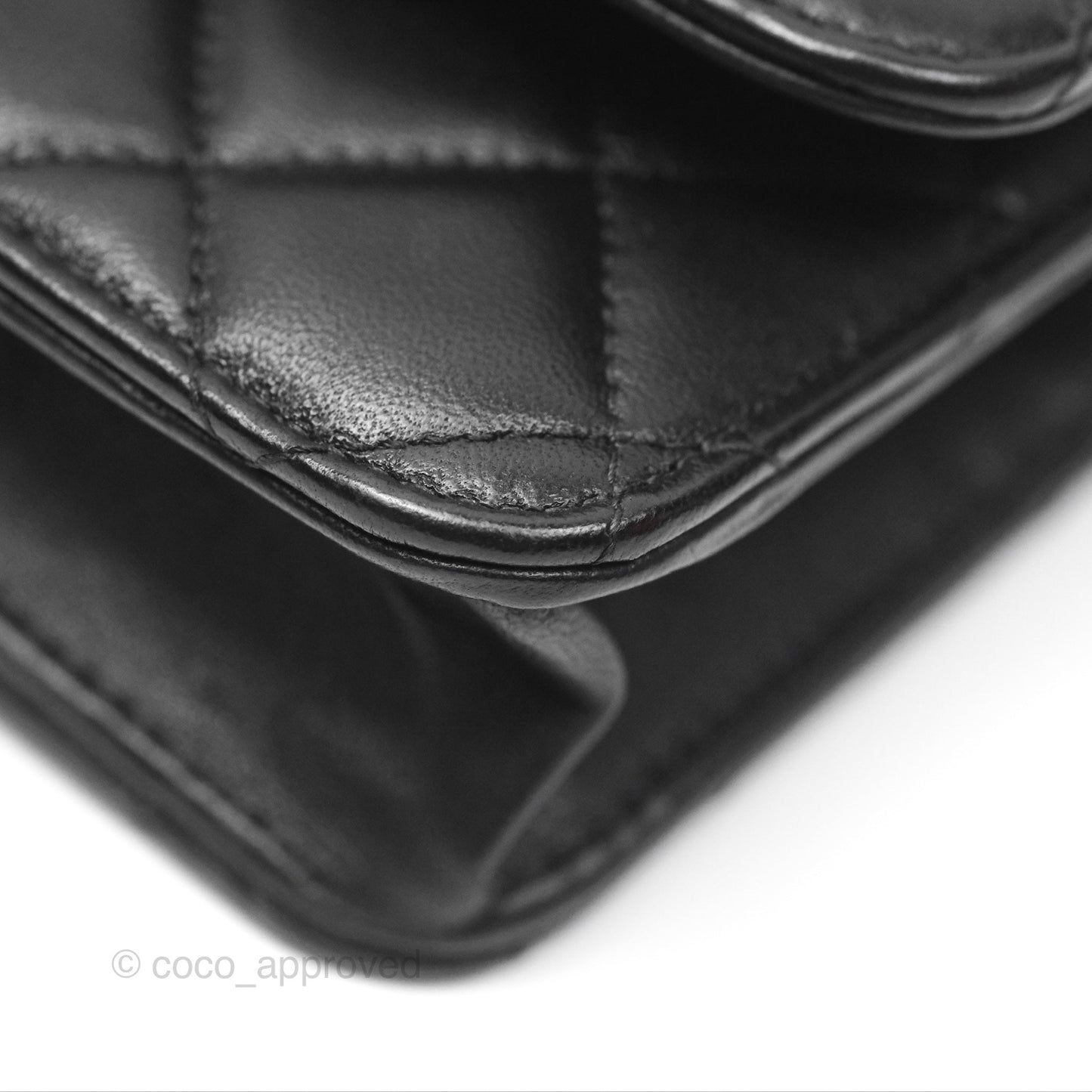 Chanel Camellia Handle Mini WOC Phone Holder with Chain Black Lambskin 23K