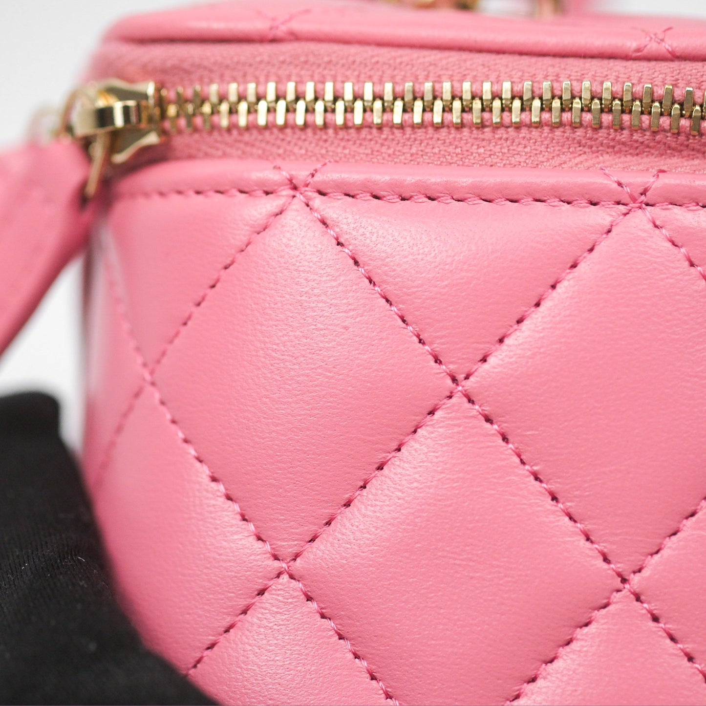 Chanel Vanity Rectangular Top Handle Pink Lambskin Gold Hardware