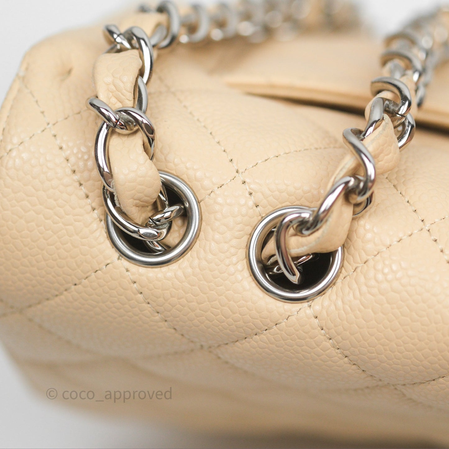 Chanel Jumbo Single Flap Beige Caviar Silver Hardware