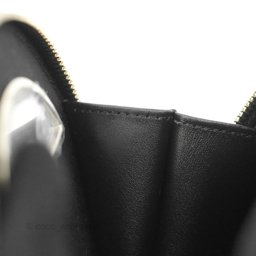 Chanel Mini Round Vanity Bag Handle With Care Black Caviar 22C
