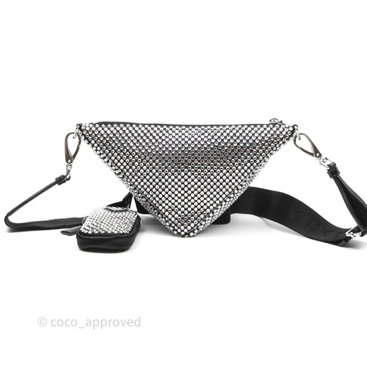 Prada Triangle Crystal Bag Black