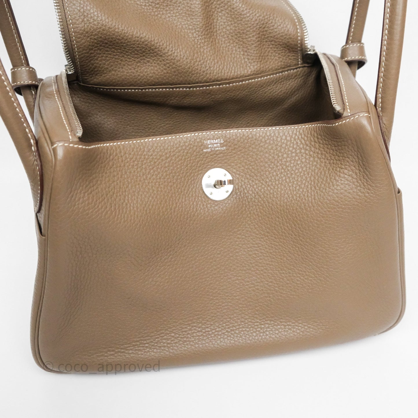 Hermès Lindy 30 Etoupe 18 Clemence Palladium Hardware