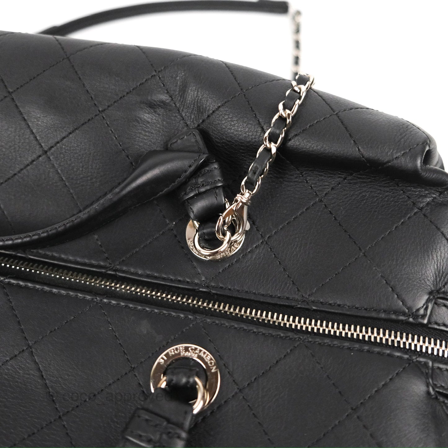 Chanel Flat Quilted Boston Bag Black Calfskin Silver Hardware