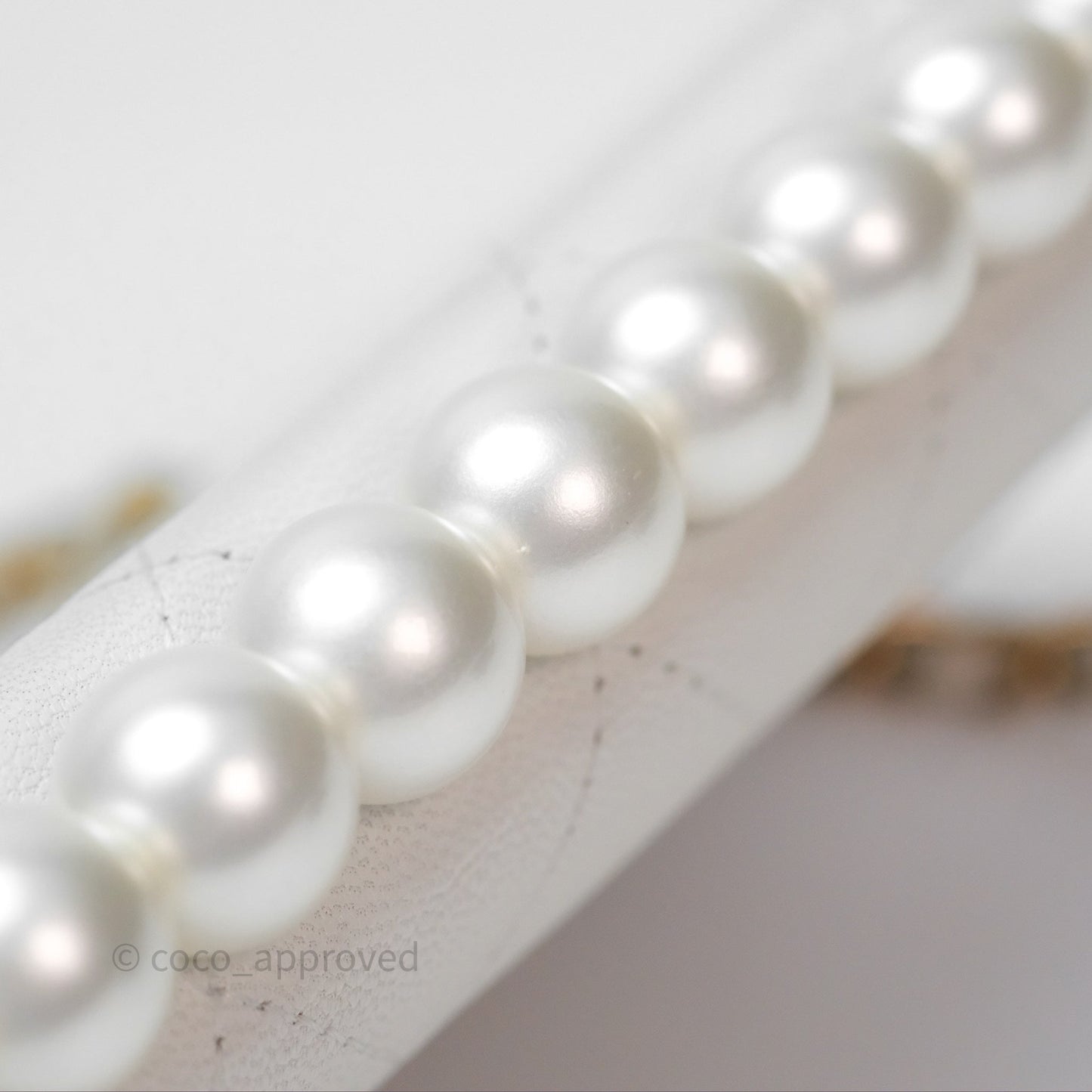 Chanel Quilted Mini Chic Pearls Flap Wallet On Chain WOC White Goatskin Aged Gold Hardware