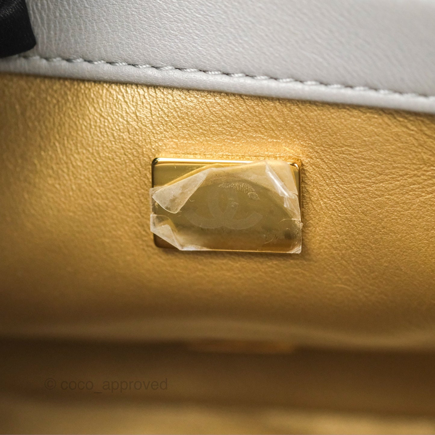 Chanel Pearl Crush Mini Square Quilted Light Grey Lambskin Aged Gold Hardware
