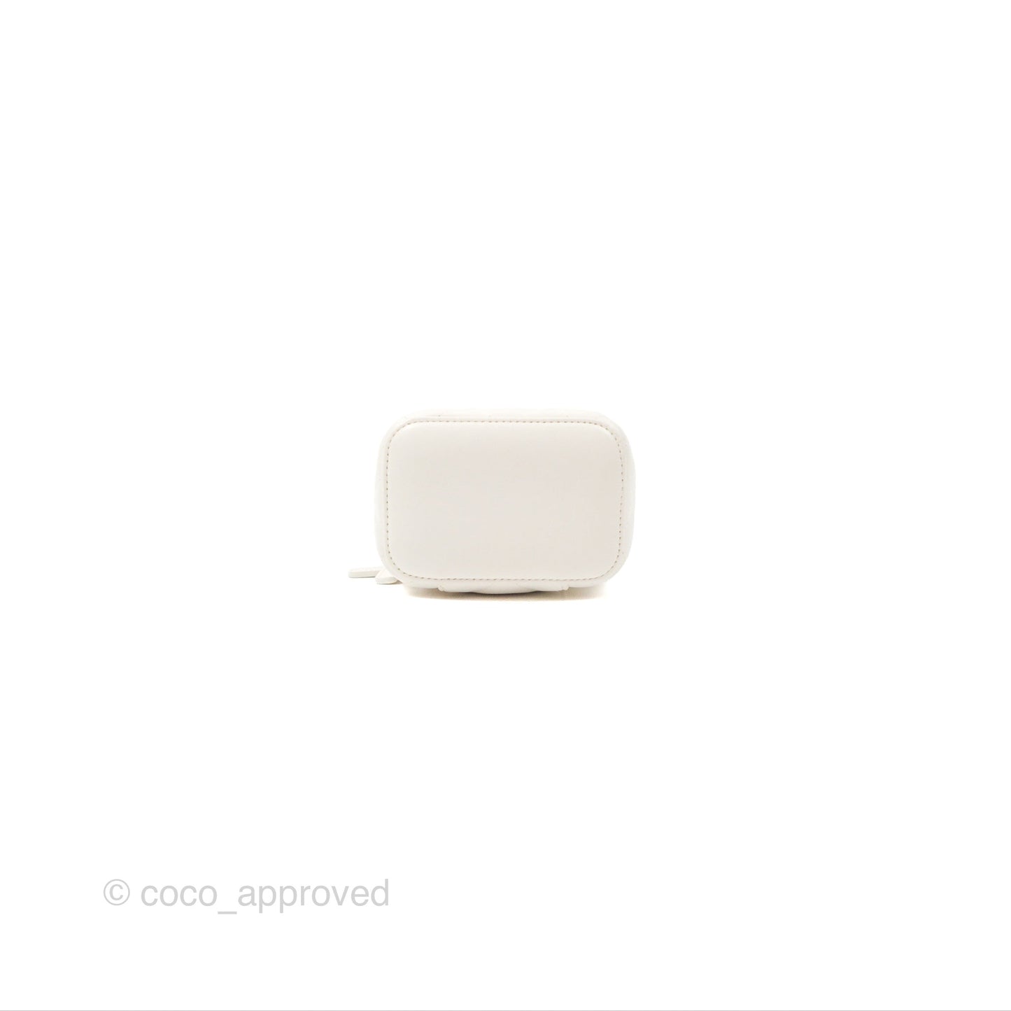 Chanel Camellia White Quilted Lambskin Mini Vanity with Chain Gold Hardware