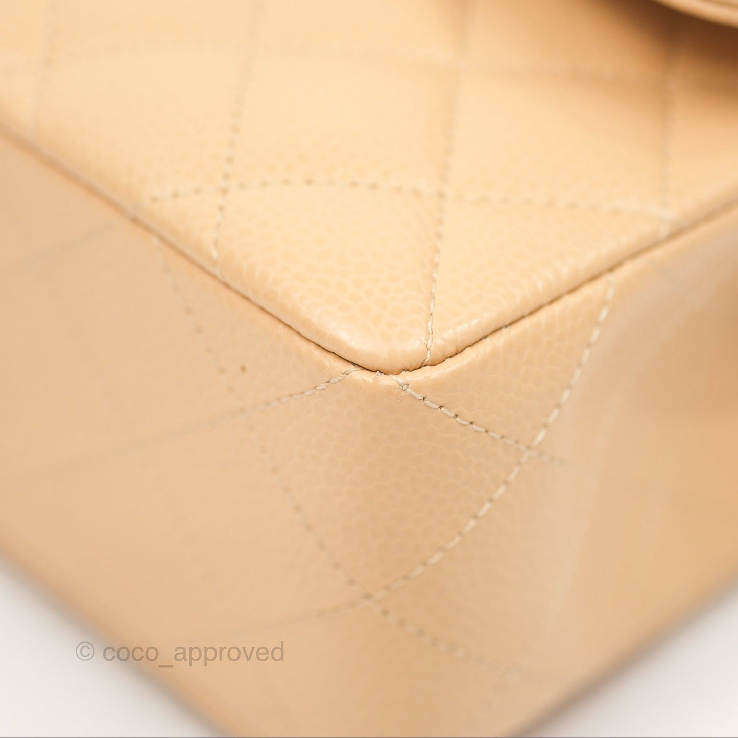 Chanel Small Classic Quilted Flap Beige Caviar Silver Hardware