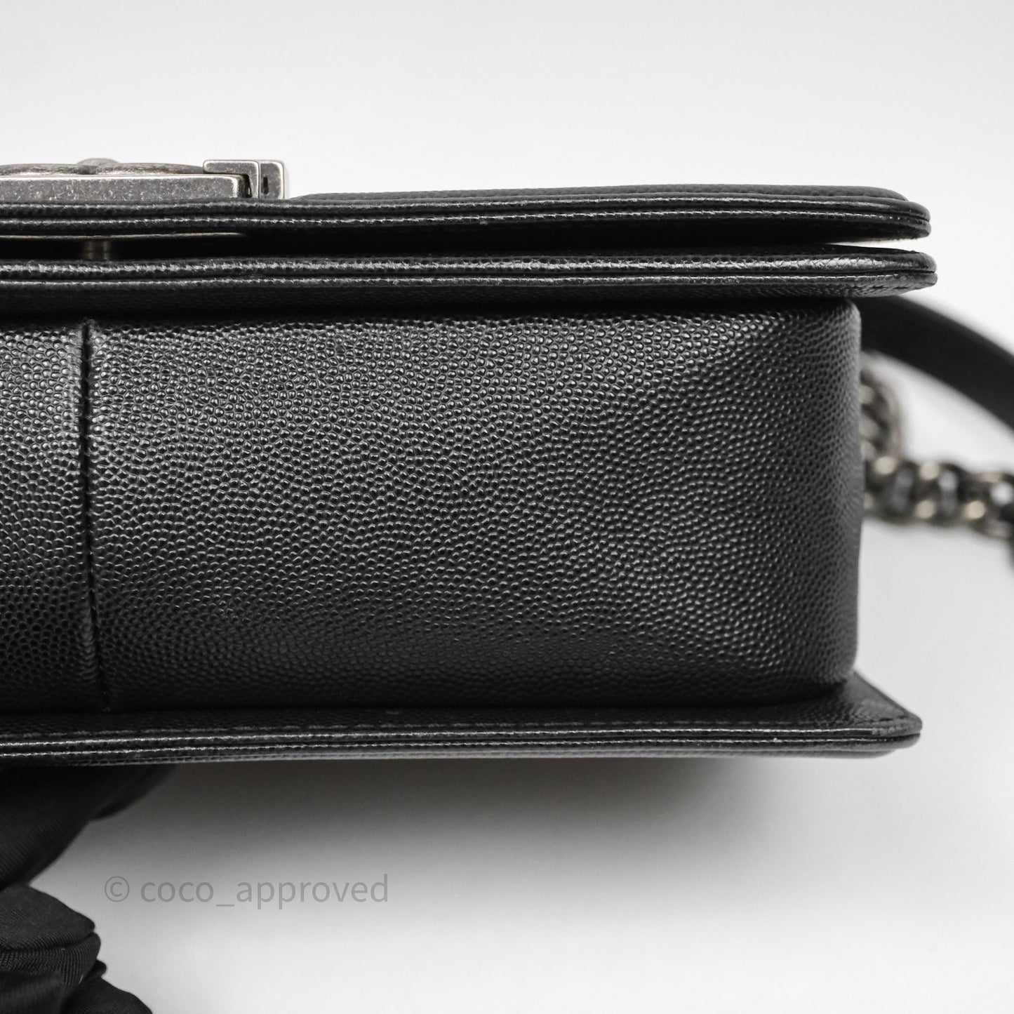 Chanel Medium Boy Quilted Black Caviar Ruthenium Hardware