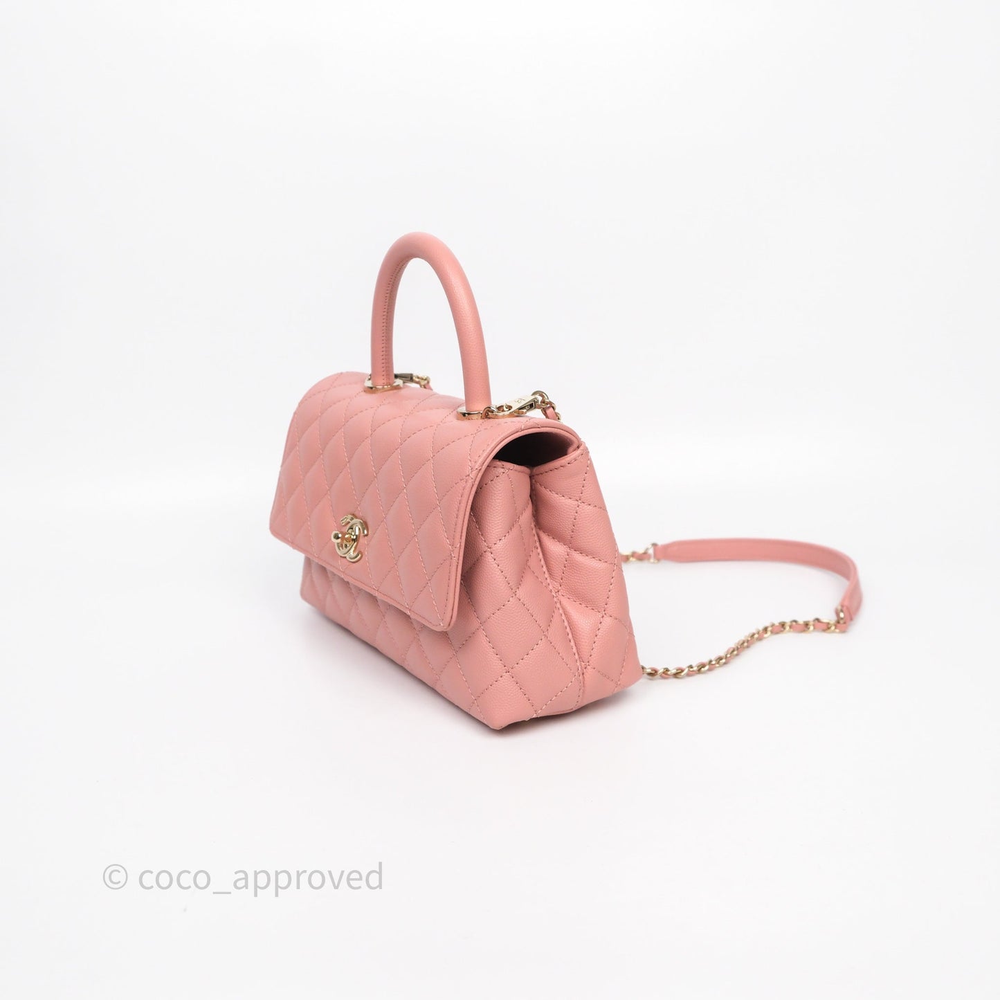 Chanel Small Coco Handle Quilted Pink Caviar Gold Hardware