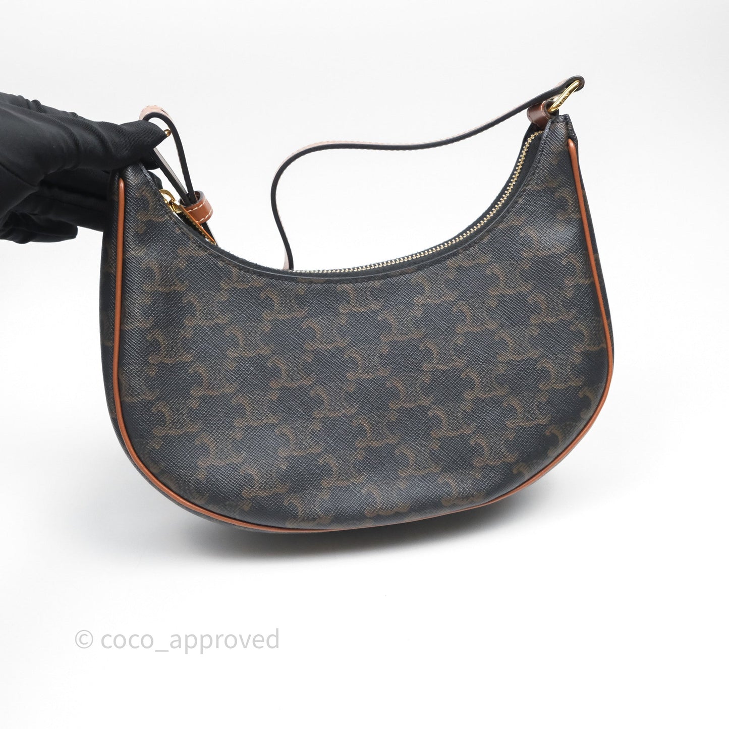 Celine Ava Bag In Triomphe Canvas Calfskin Tan
