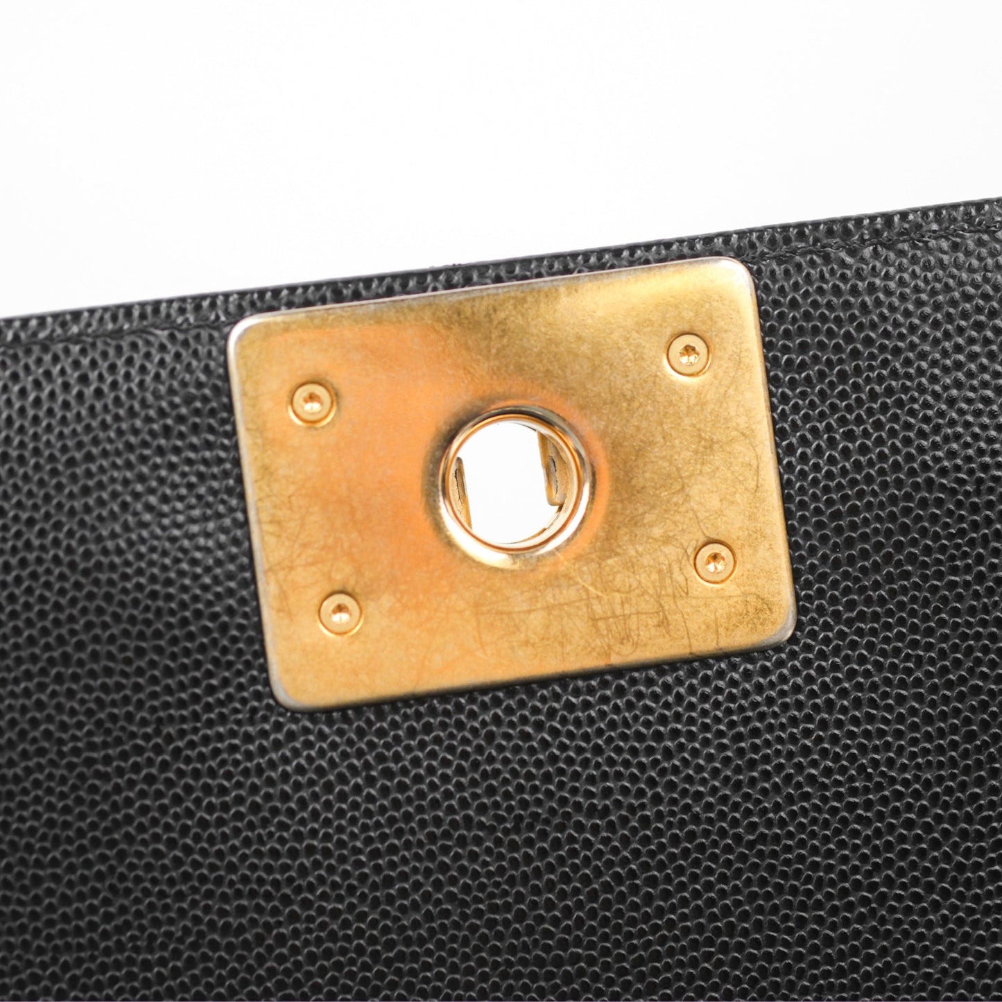 Chanel Quilted Medium Boy Black Caviar Aged Gold Hardware