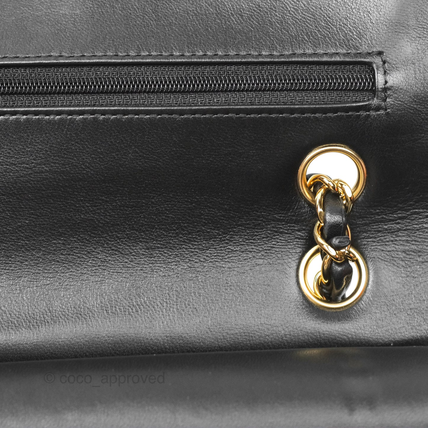 Chanel Classic M/L Medium Flap Quilted Black Lambskin Gold Hardware