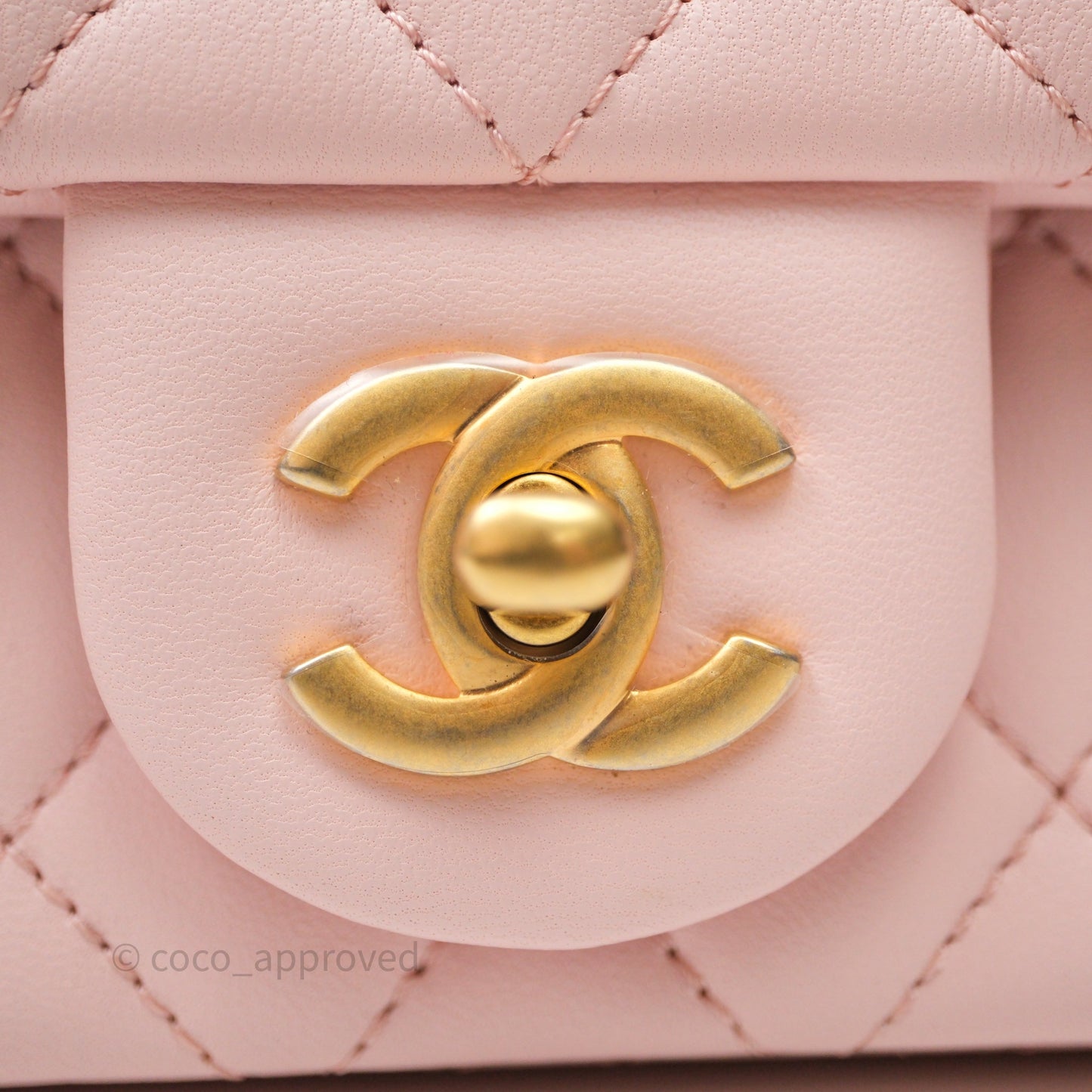 Chanel Mini Rectangular Pearl Crush Baby Pink Lambskin Aged Gold Hardware