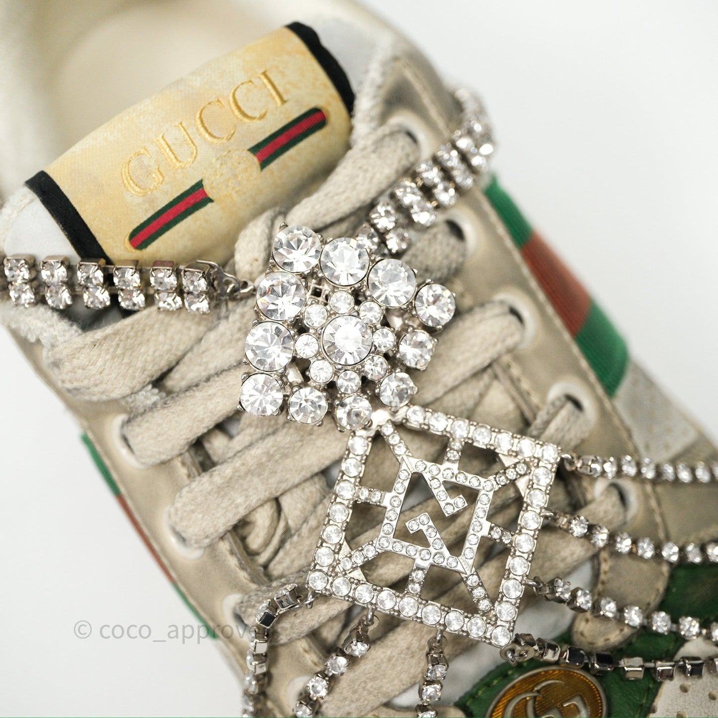 Gucci Crystals Embellished Low Top Sneakers Size 37