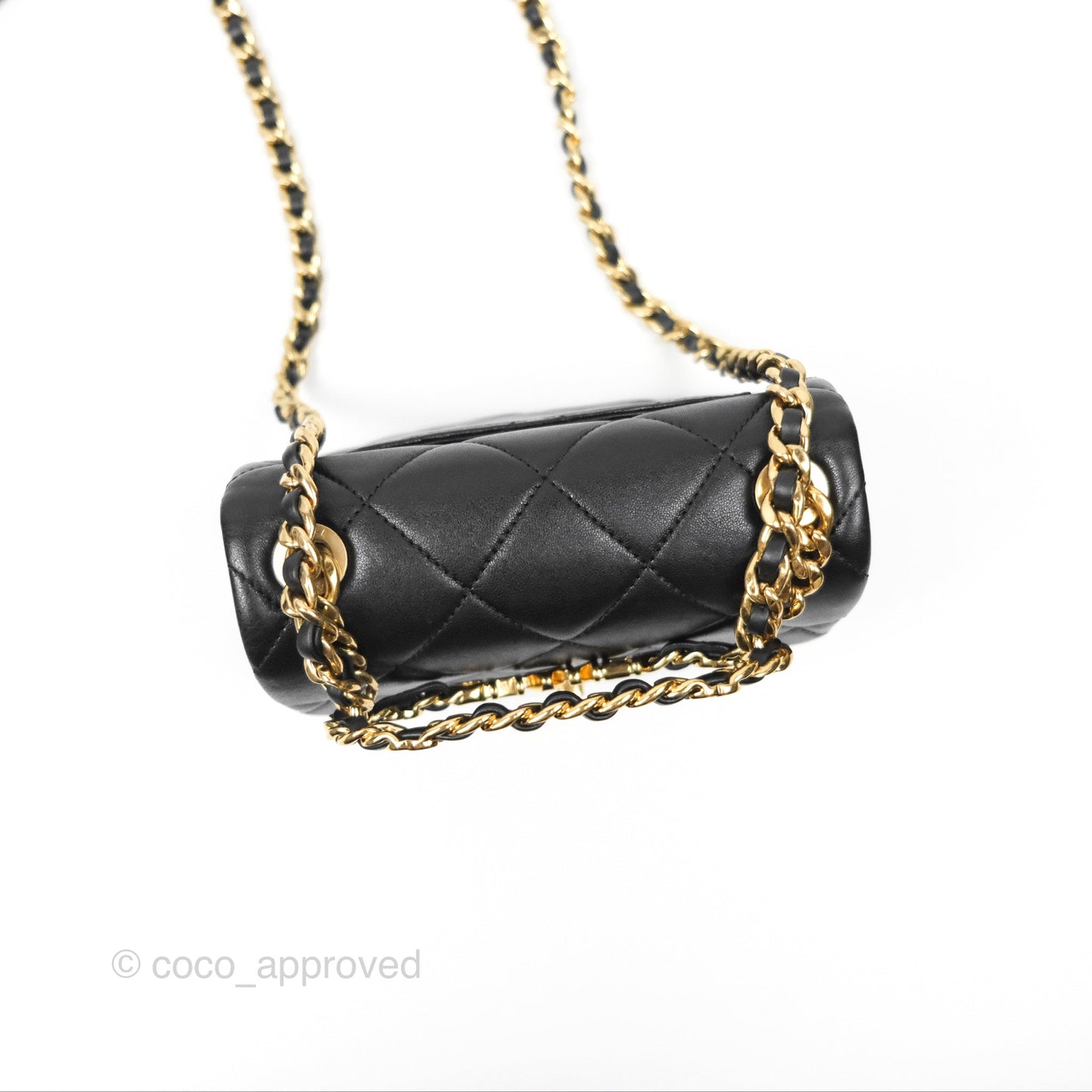 Chanel Mini Top Handle Flap Black Lambskin Aged Gold Hardware 23C