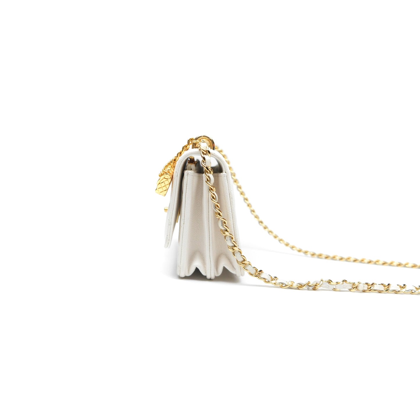 Chanel Mini WOC Bag Charm White Caviar Gold Hardware