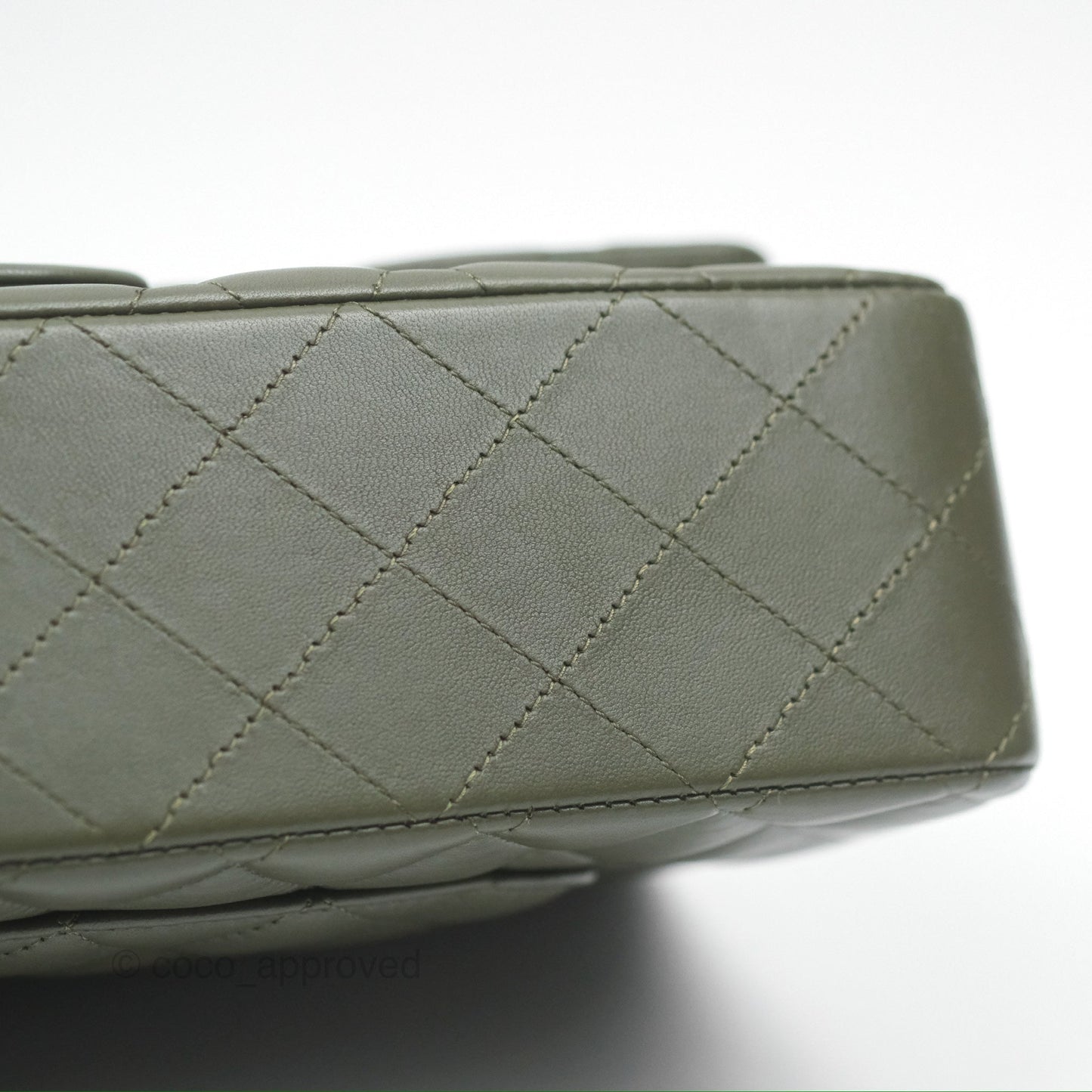 Chanel Classic M/L Medium Flap Quilted Lambskin Army Green Gold Hardware