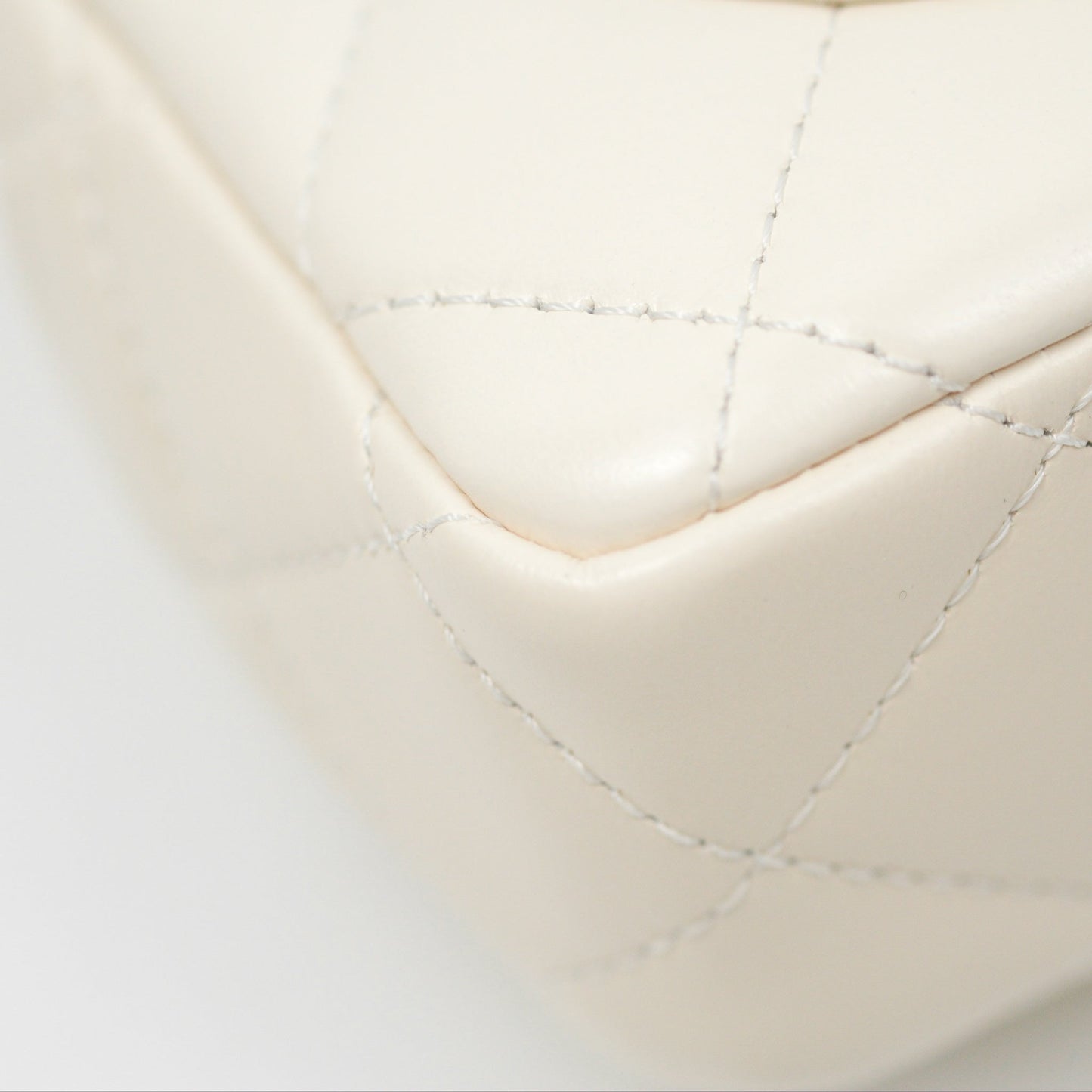 Chanel Top Handle White Lambskin Gold Hardware