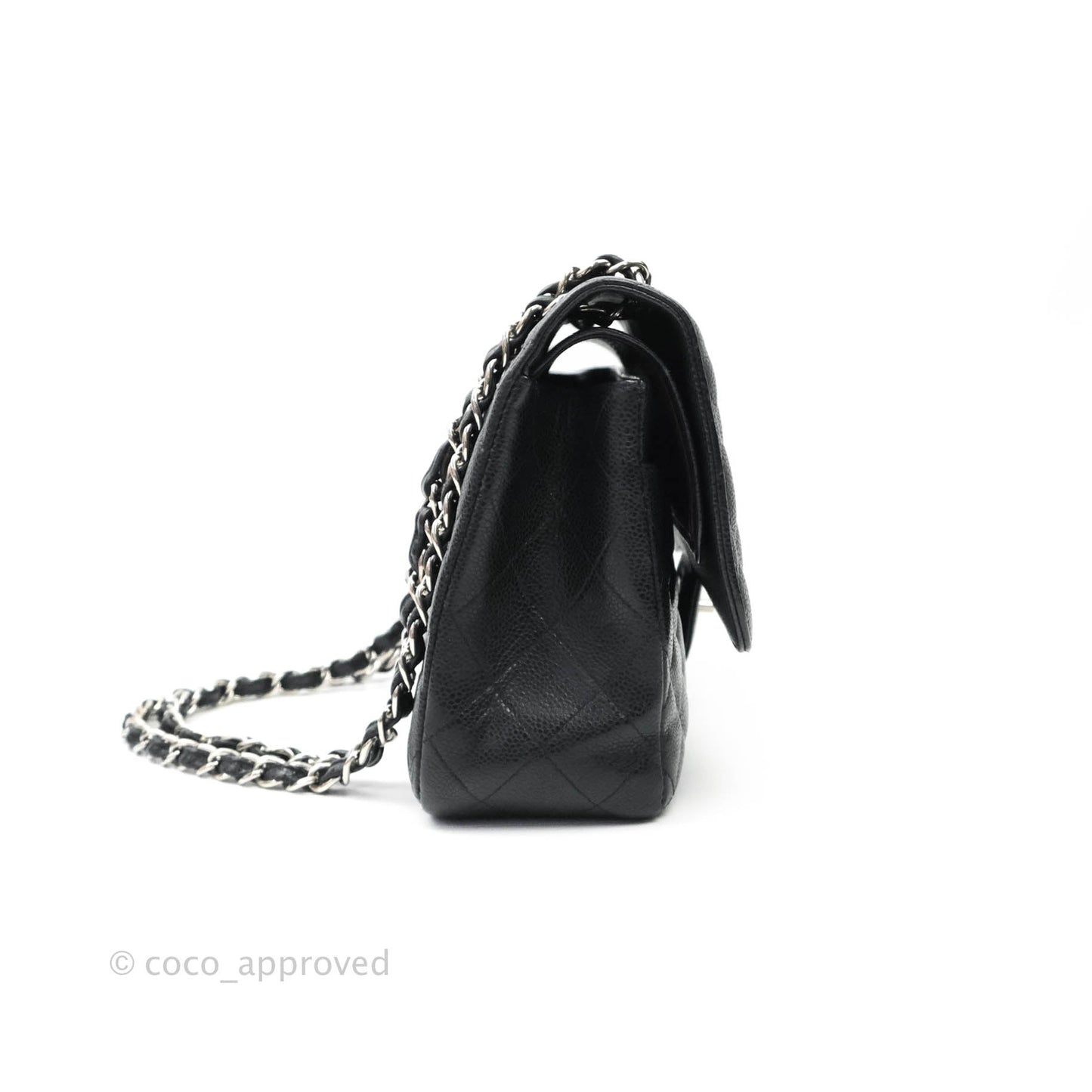 Chanel Quilted Jumbo Double Flap Black Caviar Silver Hardware⁣⁣
