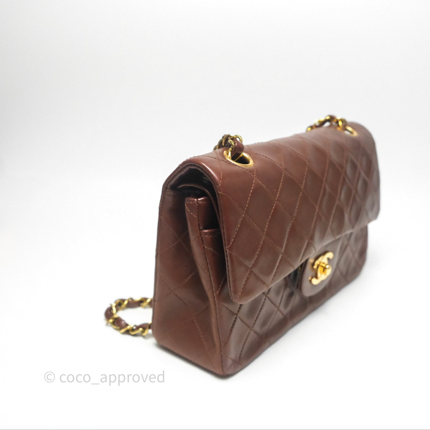 Chanel Vintage Small Classic Flap Brown Lambskin 24K Gold Hardware