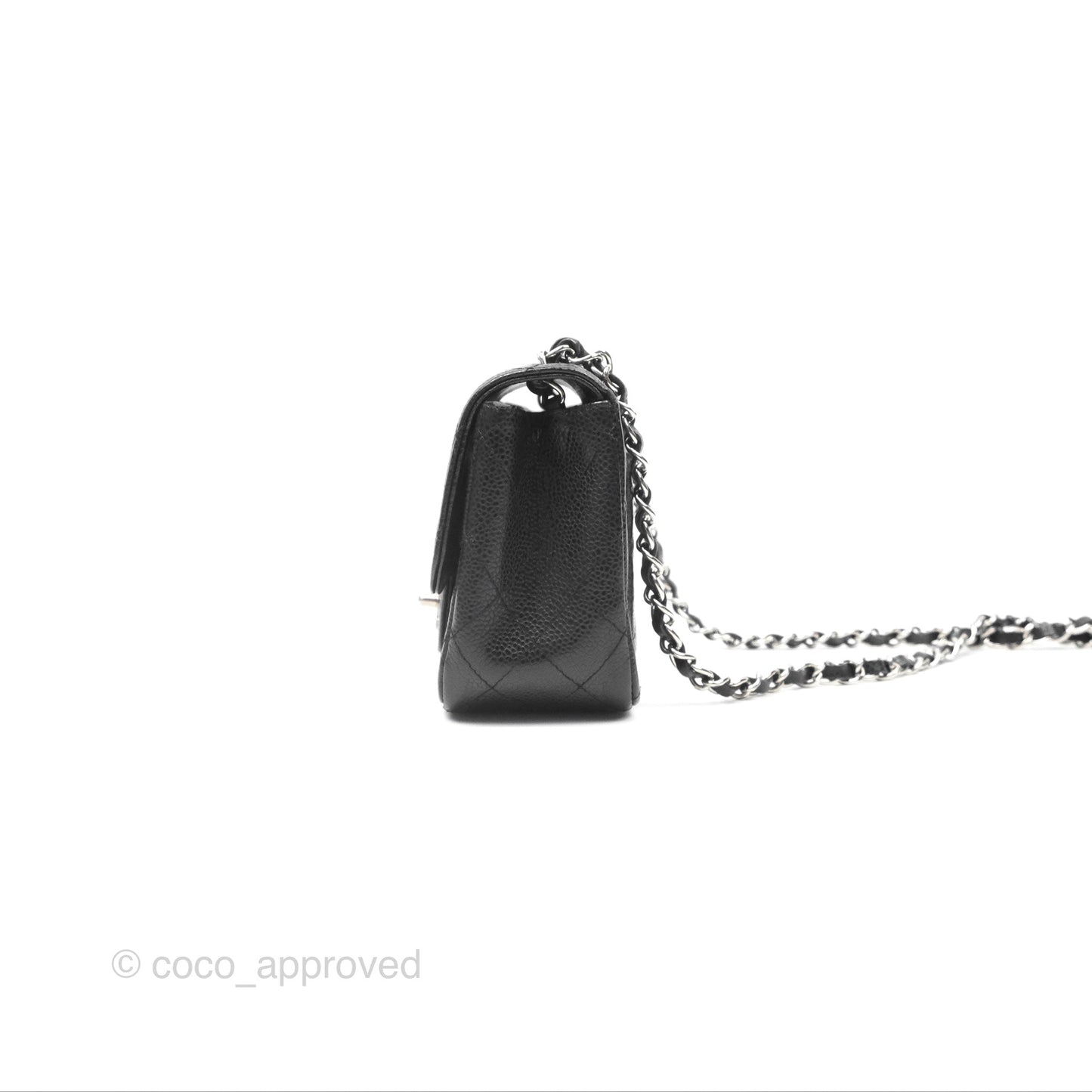 Chanel Mini Square Flap Quilted Black Caviar Silver Hardware