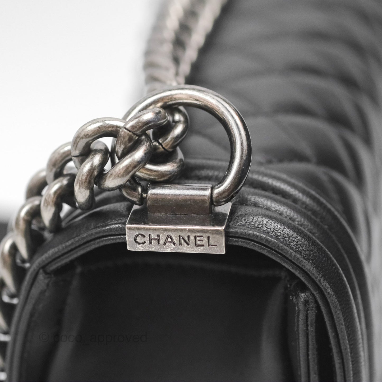 Chanel Quilted Medium Boy Black Lambskin Ruthenium Hardware