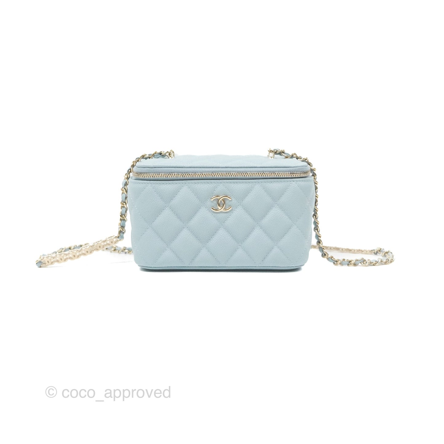 Chanel Vanity with CC Chain Light Blue Caviar Gold Hardware