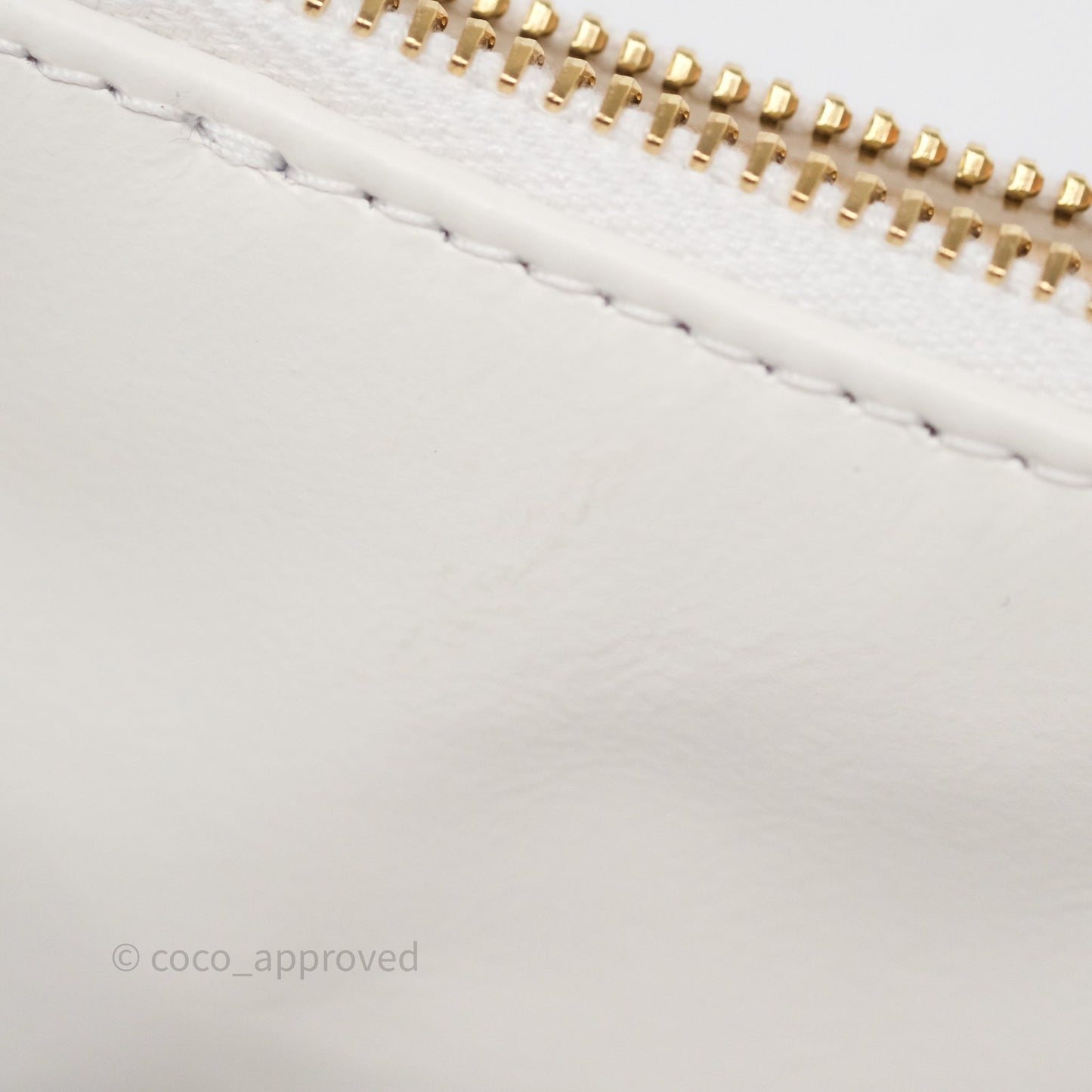 Chanel 22 Small White Aged Calfskin Black Logo Aged Gold Hardware