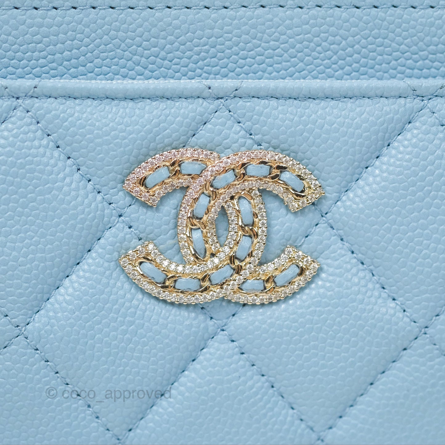 Chanel Zipped Coin Purse Card Holder Blue Caviar 22S