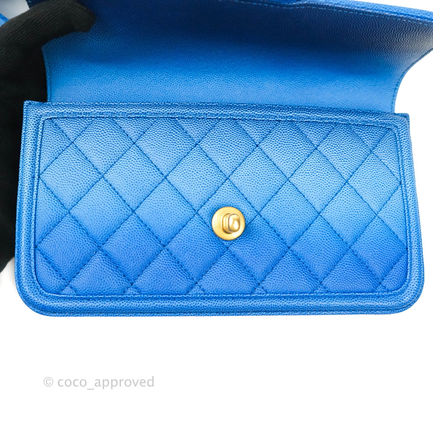 Chanel Quilted Sunset On The Sea Blue Flap Bag Caviar Aged Gold Hardware