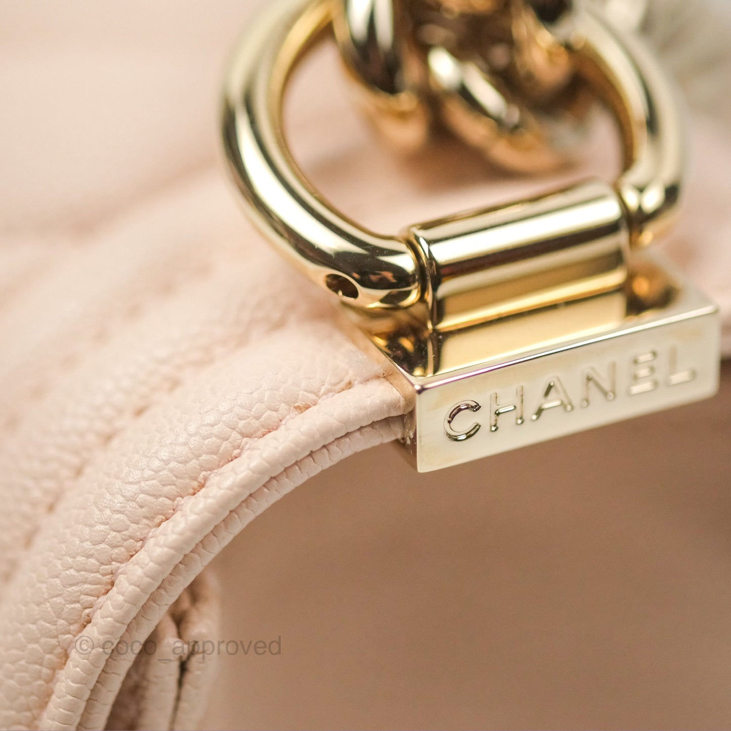 Chanel Chevron Medium Boy Light Pink Caviar Gold Hardware