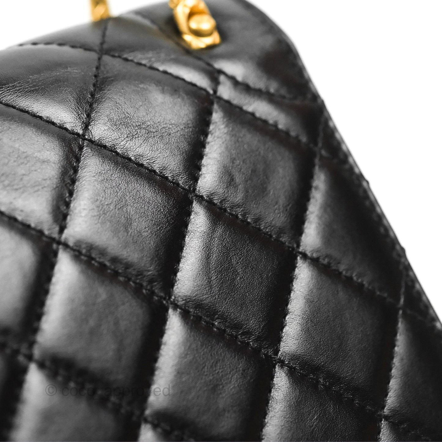 Chanel Mini Diana Flap Bag Black Calfskin Aged Gold Hardware 21B