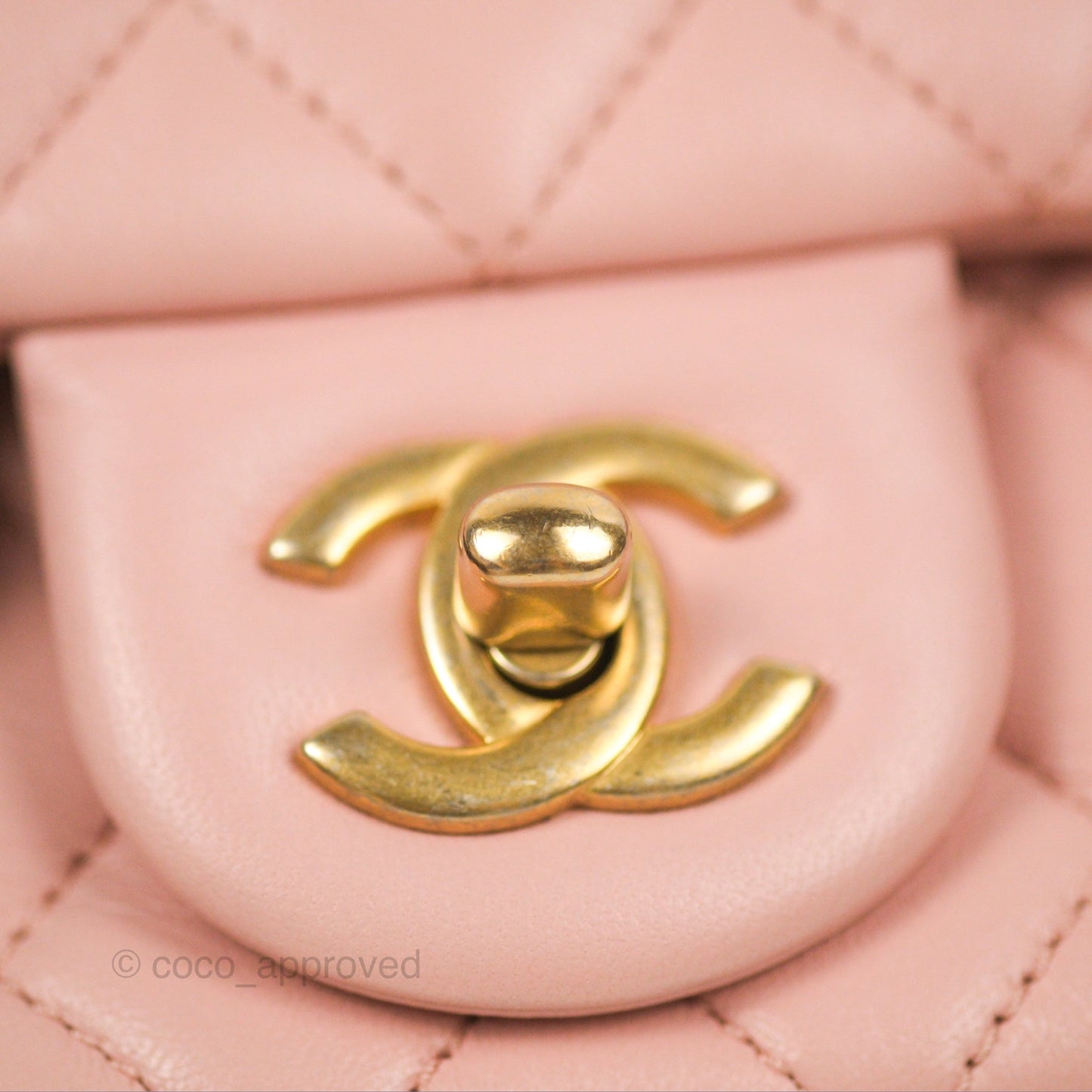 Chanel Quilted Mini Square Flap with Camellia Adjustable Chain Pink Clair Lambskin 23S