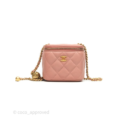 Chanel Mini Pearl Crush Vanity With Chain Pink Gold Hardware