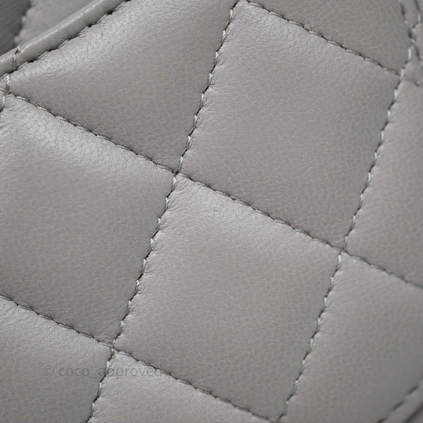 Chanel Mini Square Flap Quilted Light Grey Lambskin Gold Hardware