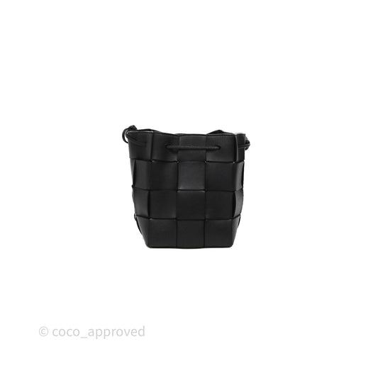 Bottega Veneta Small Cassette Bucket Bag Black Lambskin