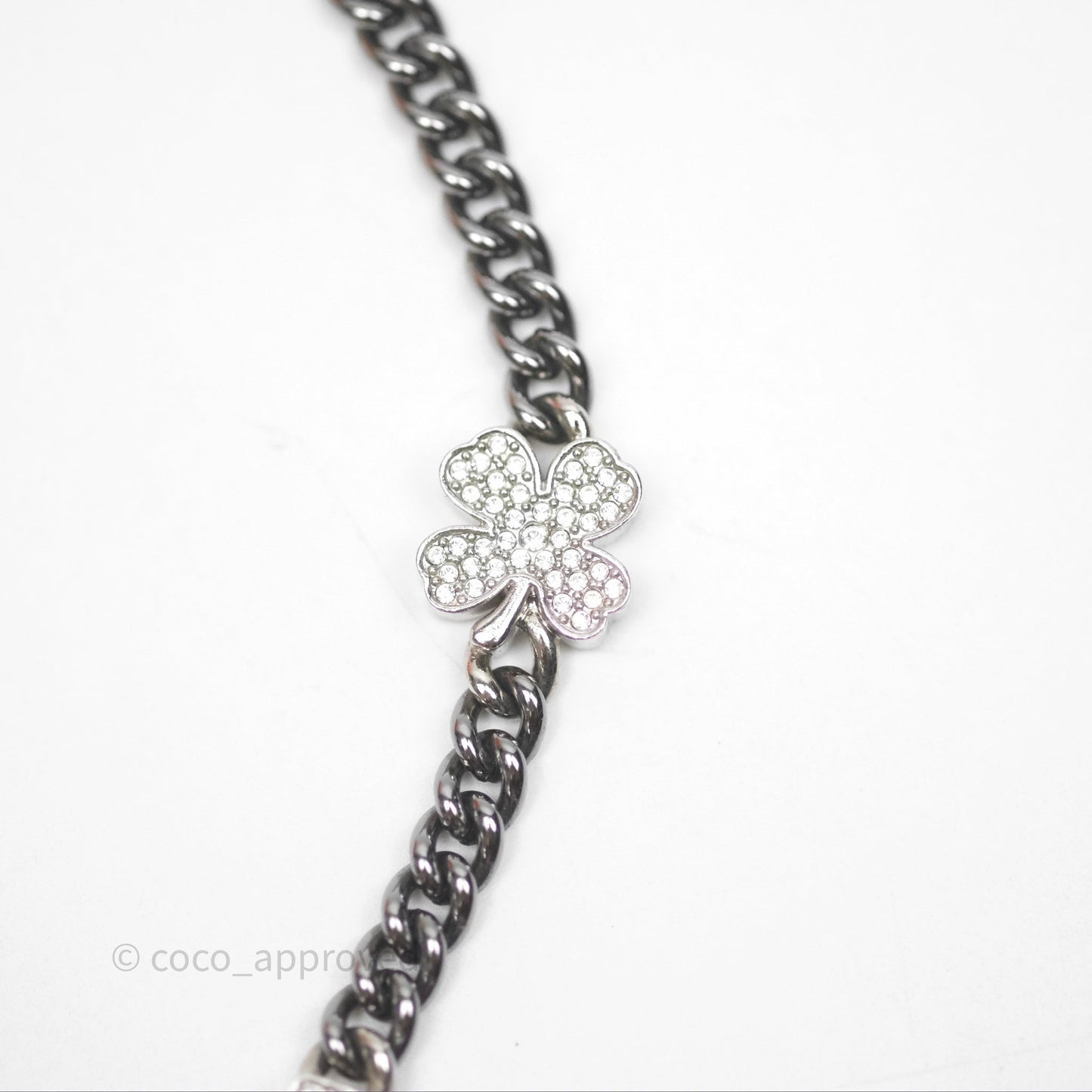 Chanel Crystal Lucky Charms Chain Choker Necklace Ruthenium Hardware 22P