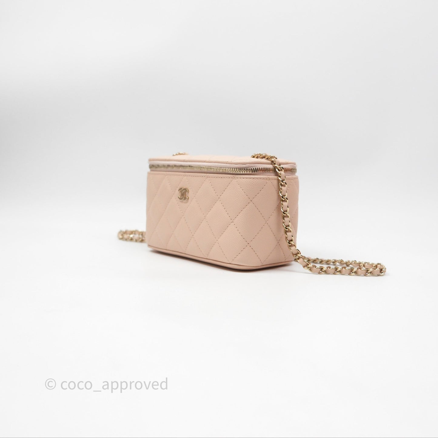 Chanel Vanity with Classic Chain Light Beige Caviar Gold Hardware