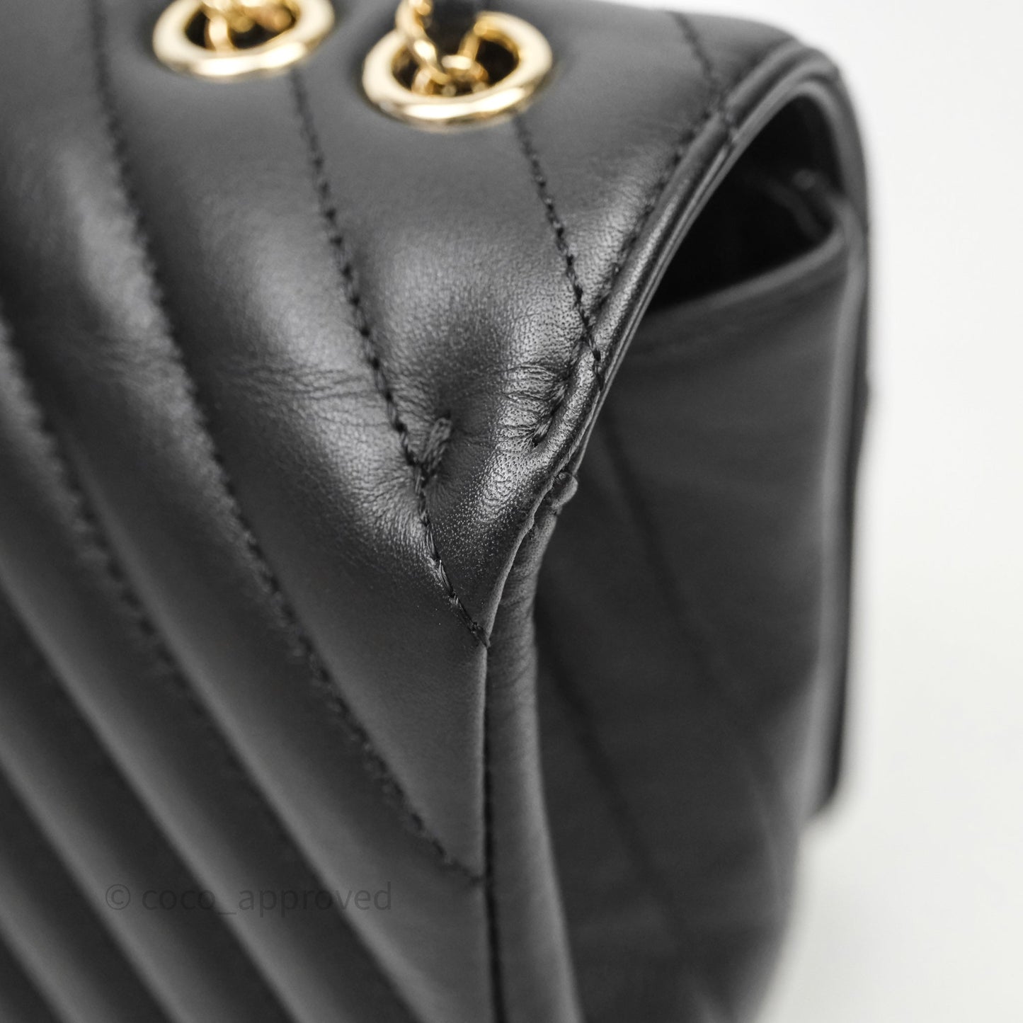 Chanel Black Lambskin Chevron Quilted Statement Flap Bag Light Gold Hardware
