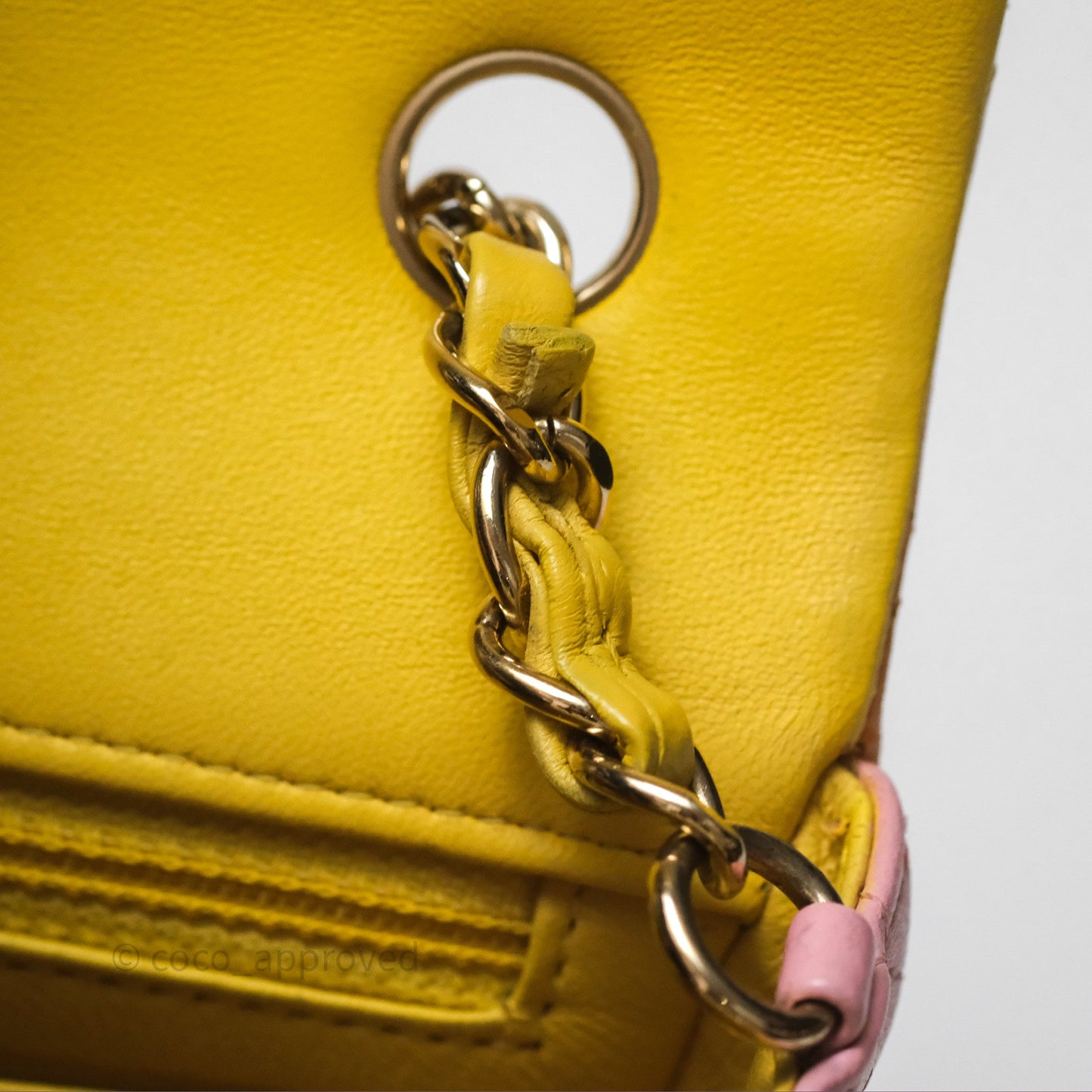 Chanel Quilted Mini Rectangular Flap Tri-Color Orange/Yellow/Pink Lambskin Gold Hardware