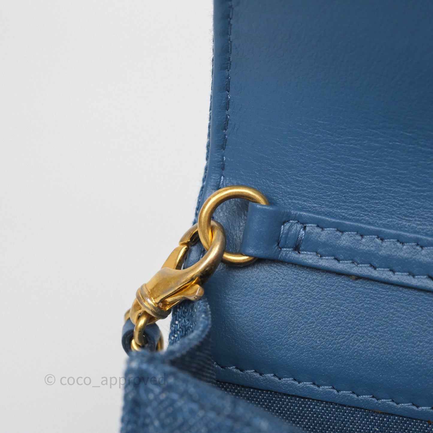 Chanel Mini Pearl Crush Clutch With Chain Belt Bag Denim Aged Gold Hardware