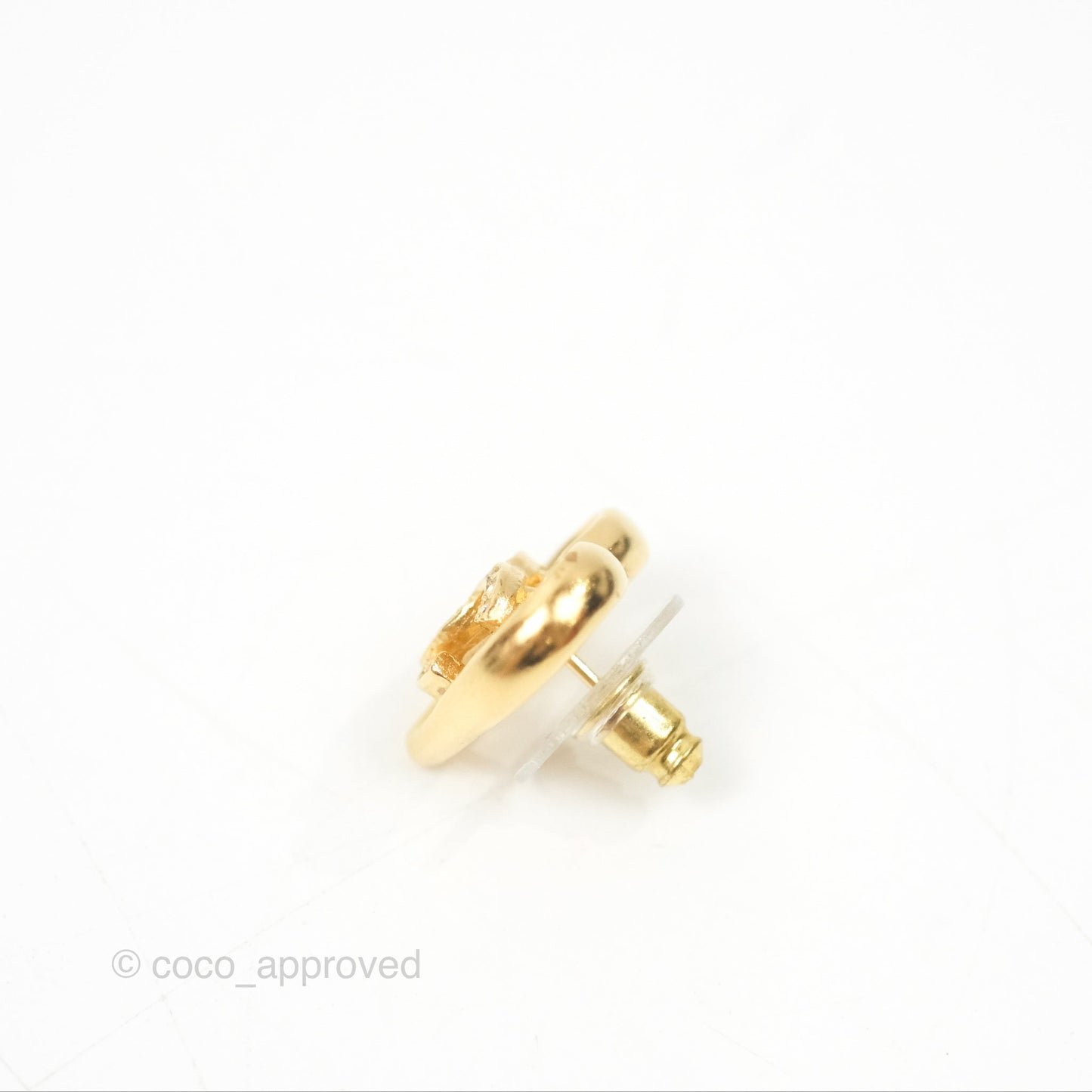 Chanel Crystal CC Heart Earrings Gold Tone 23C