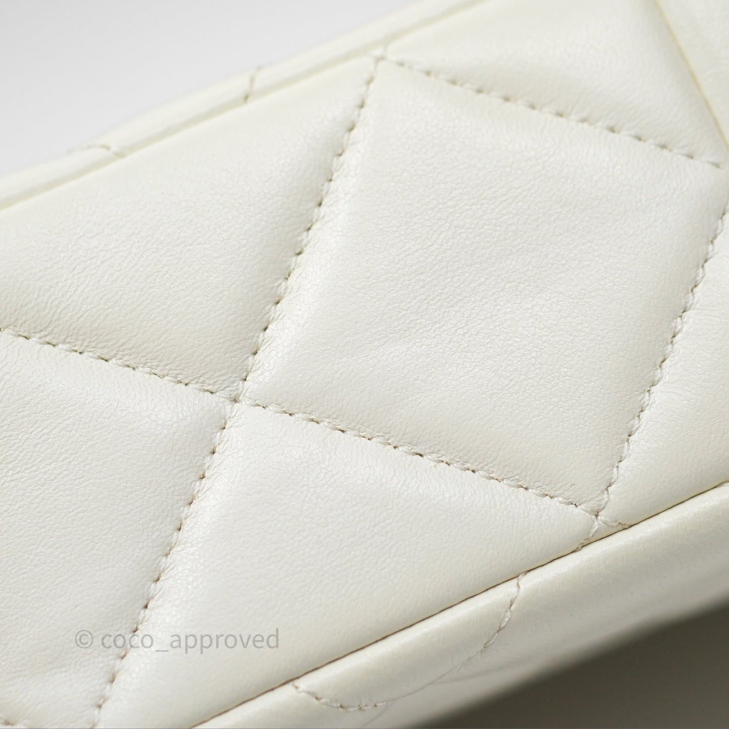 Chanel Quilted Double Pearl Adjustable Chain Flap Bag White Lambskin Aged Gold Hardware 24S