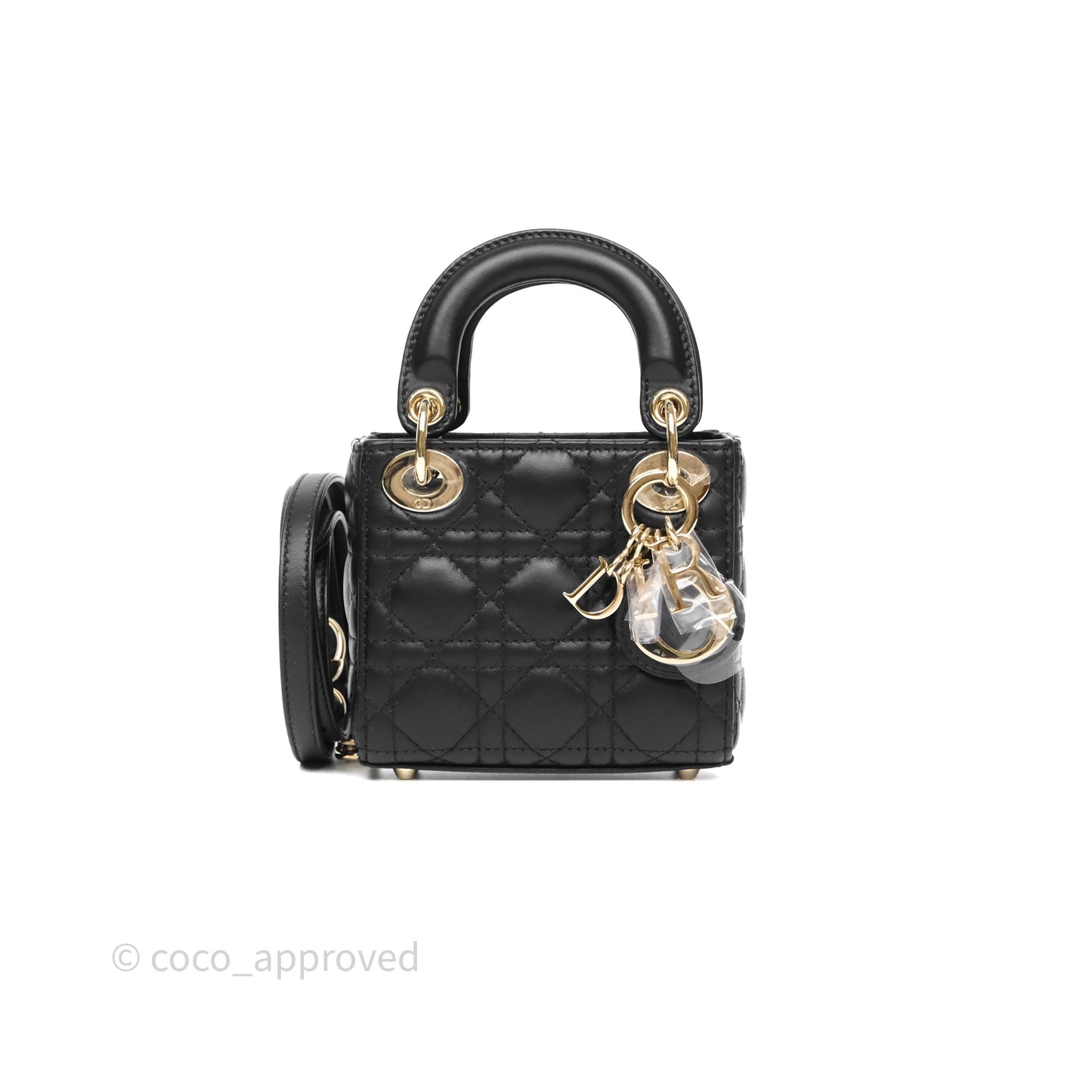 Christian Dior Micro Lady Dior Cannage Black Lambskin Gold Hardware