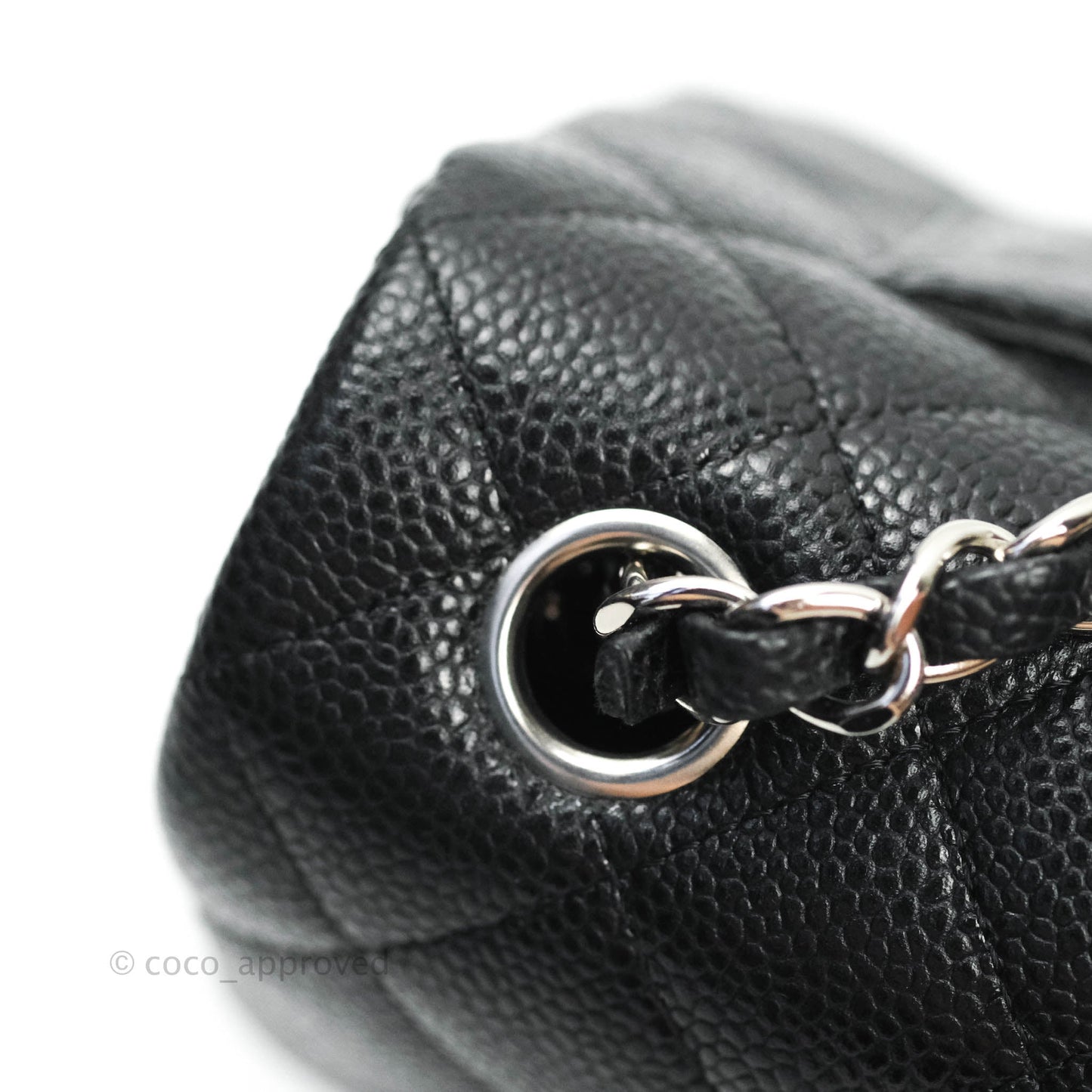 Chanel Classic Quilted Mini Rectangular Flap Black Caviar Silver Hardware