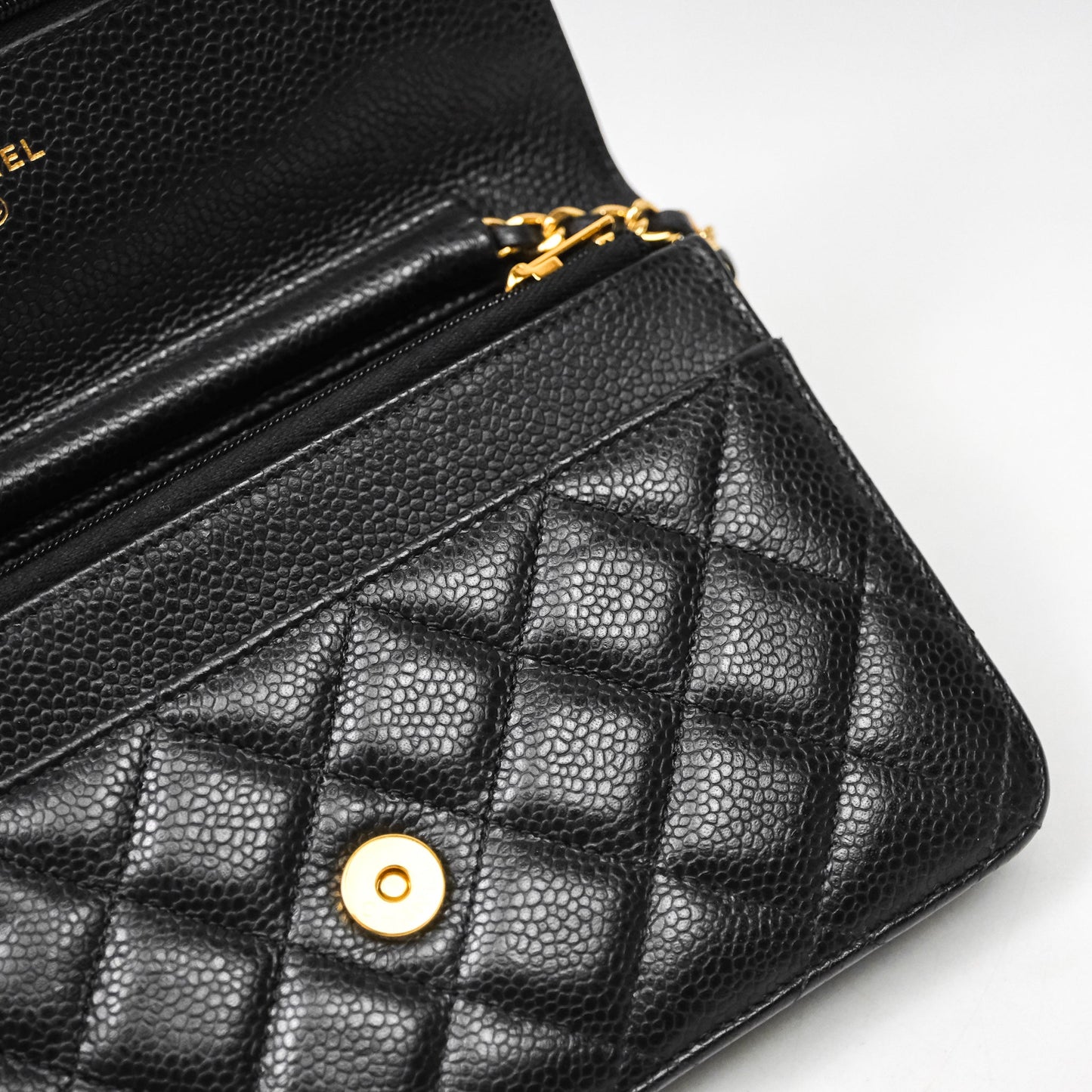 Chanel Classic Wallet On Chain WOC Quilted Black Caviar Gold Hardware